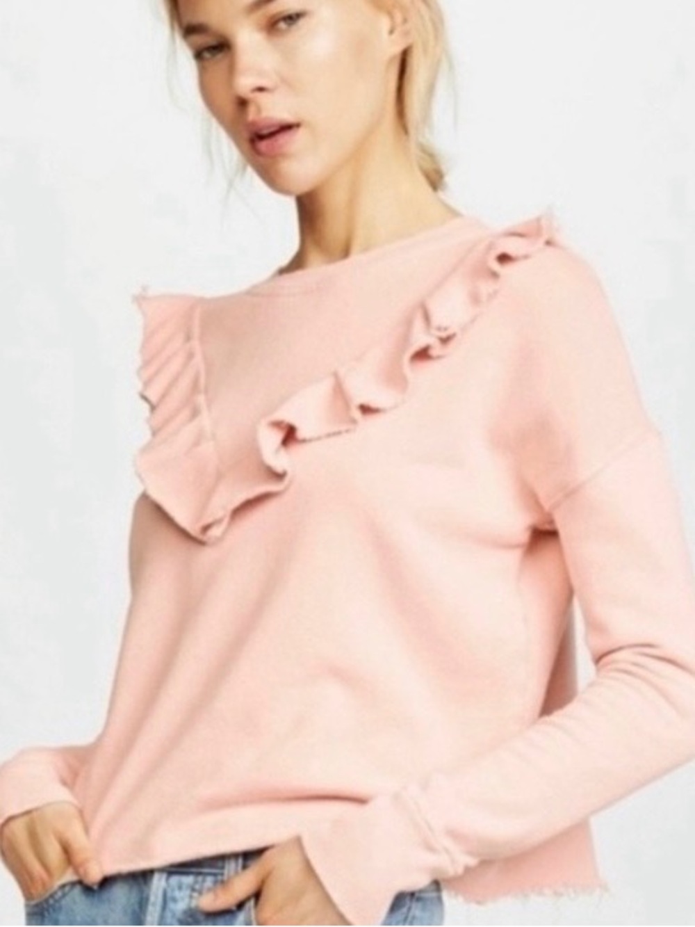 Free People ruffle front pullover sweatshirt